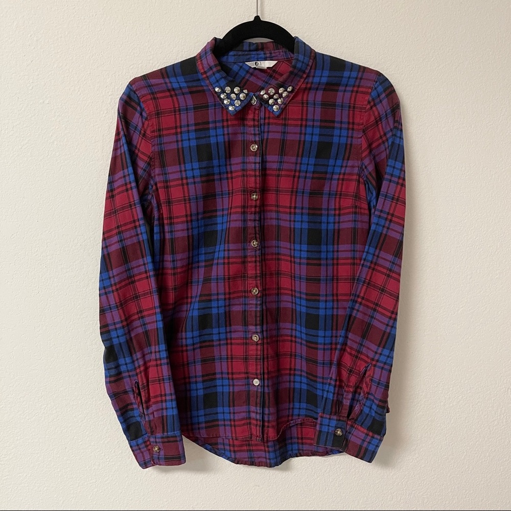 Volcom Red and Blue Plaid Button Down